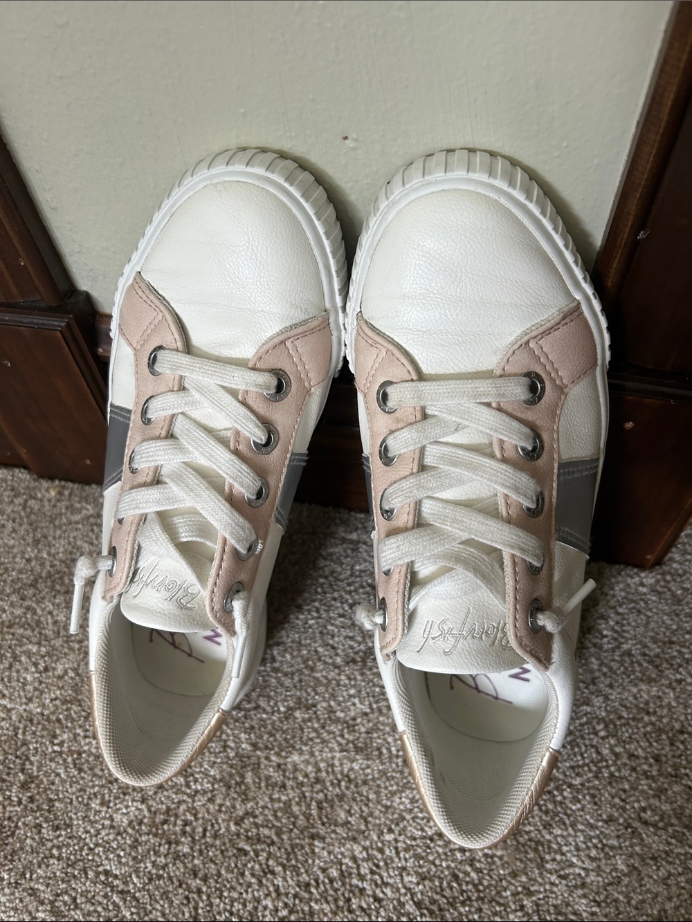 BLOWFISH Malibu White Sneakers with Rose Gold and Silver Accents - Picture 4 of 10